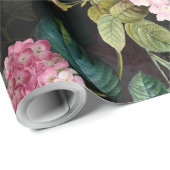 Antiek nostalgische Rozen Patroonzwart Cadeaupapier (Rol Hoek)