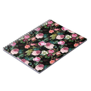 Antiek nostalgische Rozen Patroonzwart Notitieboek