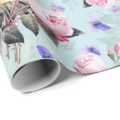 Antiek nostalgische Rozen van Redouté Patroonblauw Cadeaupapier (Rol Hoek)