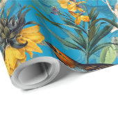 Antiek nostalgische Waterverf vogels en bloemen Cadeaupapier (Rol Hoek)