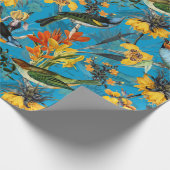 Antiek nostalgische Waterverf vogels en bloemen Cadeaupapier (Hoek)