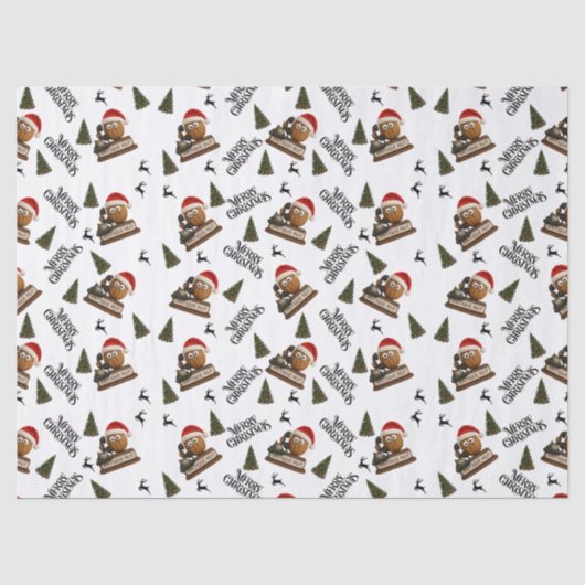 Antiek Noten Kerst Inpakpapier Tissuepapier (Voorkant)