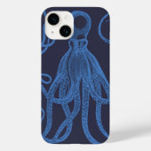 Antiek octopus blauw op blauw Case-Mate iPhone case (Achterkant)