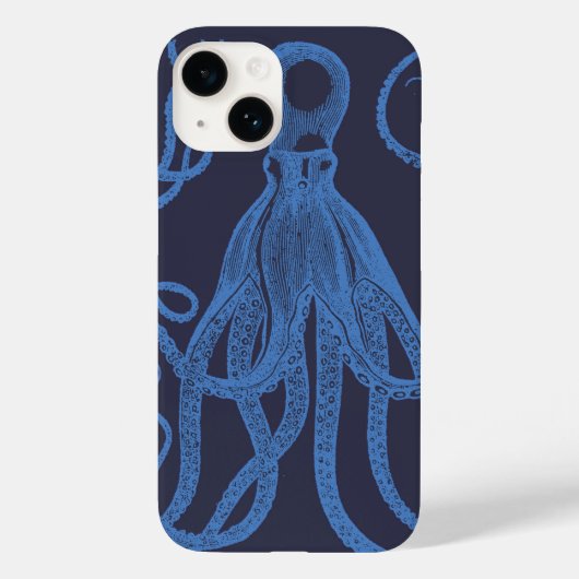 Antiek octopus blauw op blauw Case-Mate iPhone case (Achterkant)
