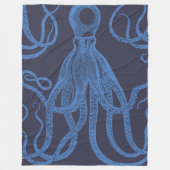Antiek octopus blauw op blauw fleece deken (Voorkant)