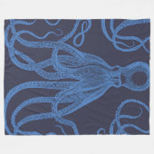 Antiek octopus blauw op blauw fleece deken (Voorkant (Horizontaal))