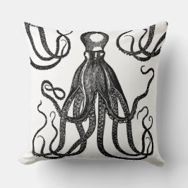 Antiek Octopus met Tentakels Zwart Kussen
