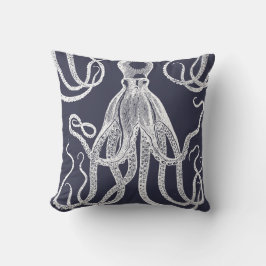 Antiek octopus op blauw kussen