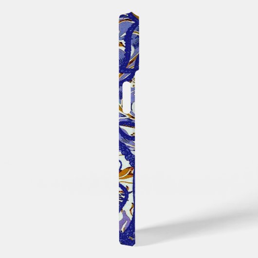 Antiek octopus op Blauwe Gouden Bloemen Case-Mate iPhone Case (Achterkant / Rechts)