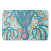 Antiek octopus op Blue Paisley Badmat (Voorkant)