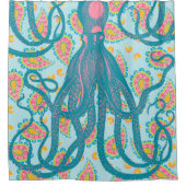 Antiek octopus op Blue Paisley Douchegordijn (Voorkant)