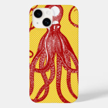 Antiek octopus op gele microdot