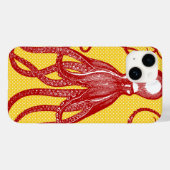 Antiek octopus op gele microdot Case-Mate iPhone case (Achterkant (horizontaal))