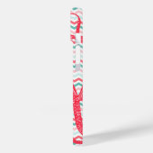 Antiek Octopus op koraal en Aqua Chevrons Case-Mate iPhone Case (Achterkant / Links)