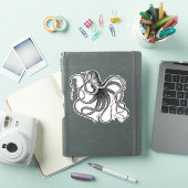 Antiek octopus zwemmen sticker (iPad Cover)