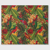 Antiek Oerwoud Tropische Parrots Cadeaupapier (Vlak)