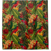 Antiek Oerwoud Tropische Parrots Douchegordijn (Voorkant)