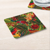 Antiek Oerwoud Tropische Parrots Kartonnen Onderzetters (Schuin)