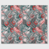 Antiek Oerwoud Tropische Parrots Sepia Cadeaupapier (Vlak)