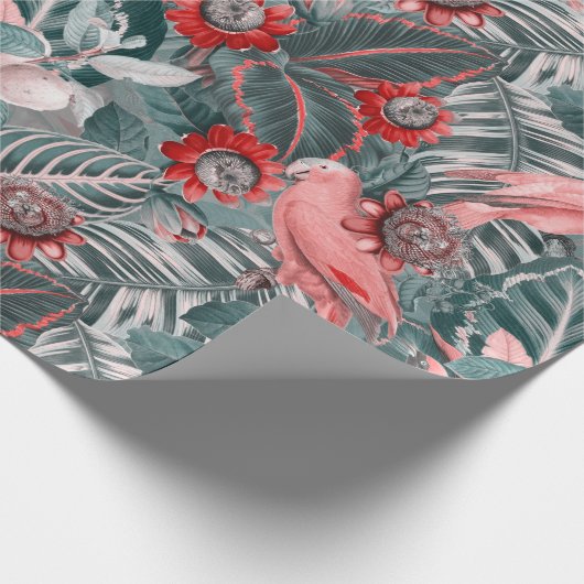 Antiek Oerwoud Tropische Parrots Sepia Cadeaupapier (Hoek)