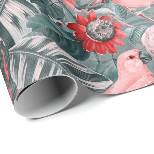 Antiek Oerwoud Tropische Parrots Sepia Cadeaupapier (Rol Hoek)