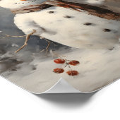 Antiek olieverfschilderij van een sneeuwman met Pe Poster (Hoek)