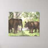 Antiek olifant Rijn in Oerwoud Afdrukken (Voorkant)