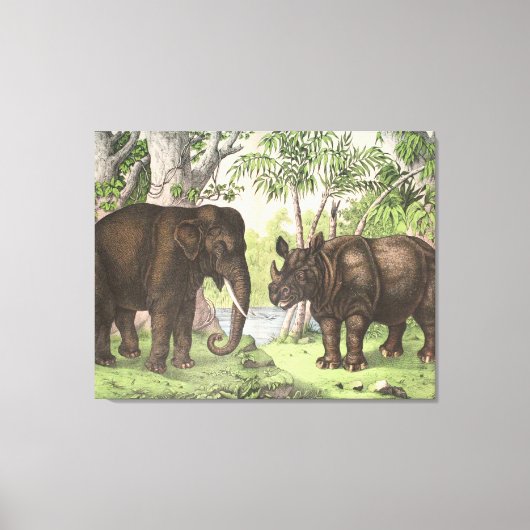 Antiek olifant Rijn in Oerwoud Afdrukken (Voorkant)