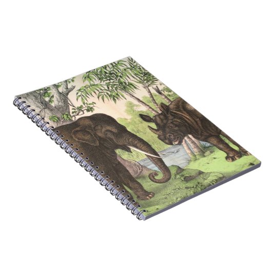 Antiek olifant Rijn in Oerwoud Afdrukken Notitieboek (Rechterzijde)