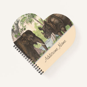 Antiek olifant Rijn in Oerwoud Notitieboek afdrukk