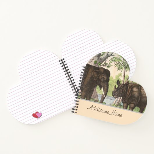 Antiek olifant Rijn in Oerwoud Notitieboek afdrukk (Binnen)