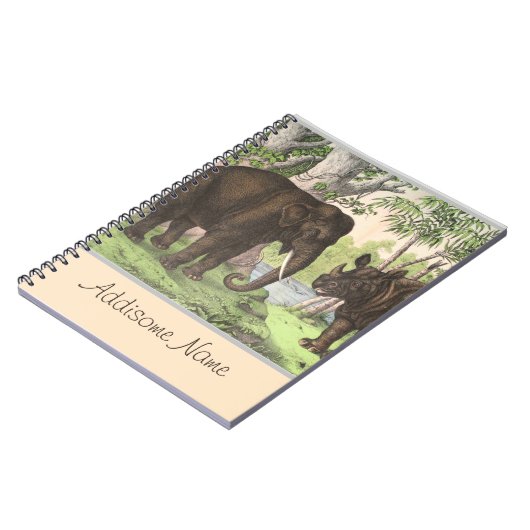 Antiek olifant Rijn in Oerwoud Notitieboek afdrukk (Linkerzijde)