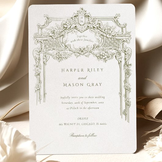 Antiek Olijf bruiloft Kaart