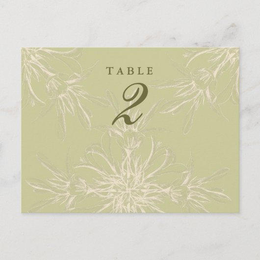 Antiek Olive Floral Guest Table Kaarten (Voorkant)