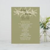 Antiek Olive Floral Wedding Programme (Staand voorkant)