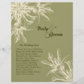 Antiek Olive Floral Wedding Programme (Achterkant)