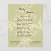 Antiek Olive Floral Wedding Programme (Achterkant)