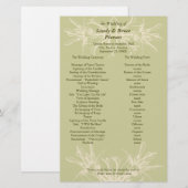 Antiek Olive Floral Wedding Programme Briefpapier (Voorkant / Achterkant)