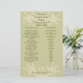 Antiek Olive Floral Wedding Programme Briefpapier (Staand voorkant)