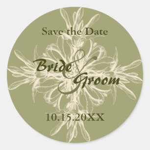 Antiek Olive Save the Date Stickers