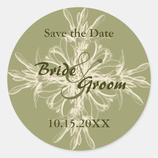 Antiek Olive Save the Date Stickers (Voorkant)