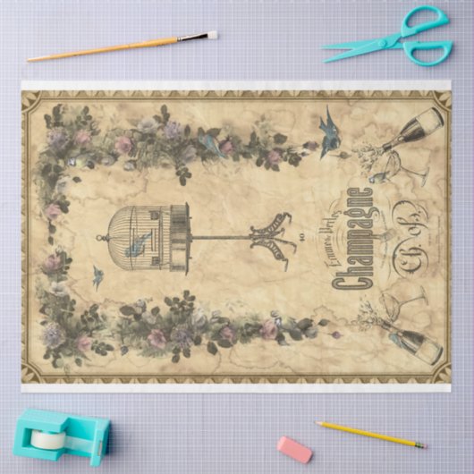 Antiek ontkoppeling van champagne en films tissuepapier (Craft)