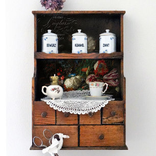 Antiek ontkoppeling van Floral en Frans script Tissuepapier