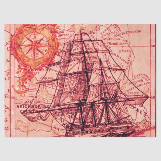 Antiek ontleedkaart Faux Canvas afdrukken Tissuepapier (Voorkant)