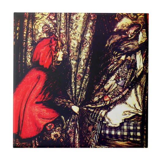  Antiek ontwerp kleine rode rijkap Tegeltje (Voorkant)