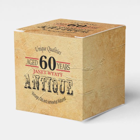 Antiek ontwerp voor 60e verjaardag bedankdoosjes (Voorkant Zijde)