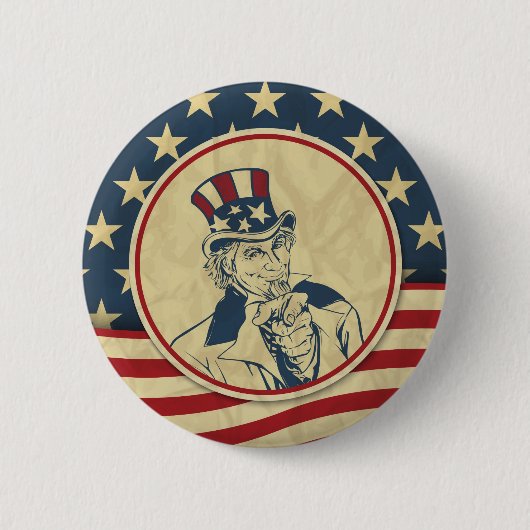 antiek oom sam ronde button 5,7 cm (Voorkant)