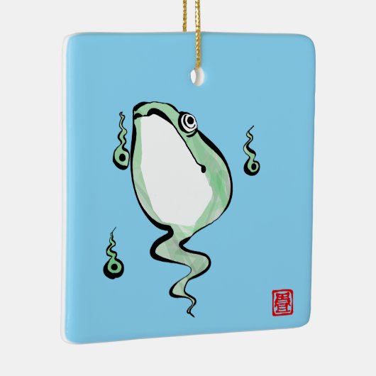 Antiek Oorsprong Verhaal Grumpy Frog Japanese Toad Keramisch Ornament (Rechts)