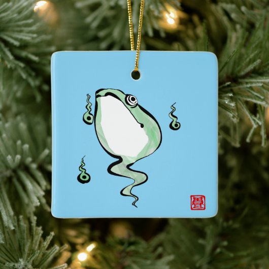 Antiek Oorsprong Verhaal Grumpy Frog Japanese Toad Keramisch Ornament (Boom)