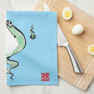 Antiek Oorsprongsverhaal Grumpy Frog Japanse Pad Theedoek